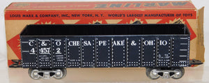 Marx 44572 C&O High Side Gondola w/BOX 3/16" scale tinplate O 027 Silver Trucks