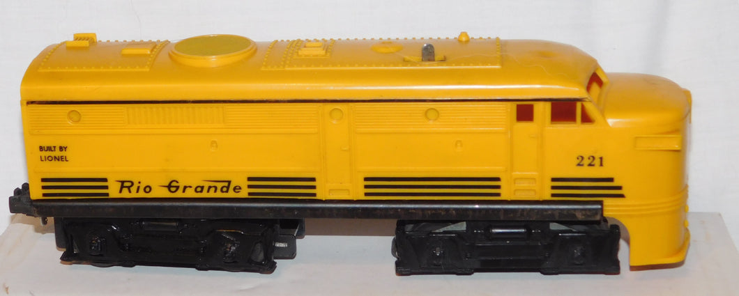Lionel 221 Rio Grande A unit Alco Diesel 1963-64 Yellow Runs Clean O Postwar