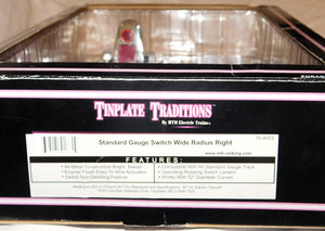 MTH 10-4003 Standard Gauge Lionel 223 72" Wide Radius Remote Switch Right Hand C-7+