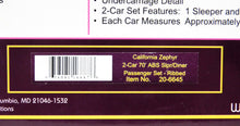 Load image into Gallery viewer, MTH 20-6645 California Zephyr 2-Car 70' Streamlined Sleeper/Diner Passenger Set
