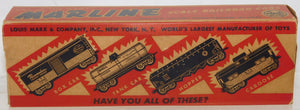 Marx 1950 PRR GAEX Boxcar w/BOX 3/16" scale Green tinplate O 027 Silver Trucks