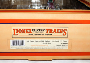 Lionel 11-99077 BLACK Standard Gauge 223w 72" WideRadius Remote Switch LEFTHand