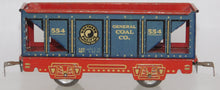Load image into Gallery viewer, Marx 554 Northern pacific General Coal Hopper blue 4Whl O Red frame / base 6&quot; C6
