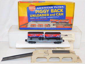 American Flyer 23830 Piggyback Unloader w/ Monon Flat+trailers CLEAN BOXED
