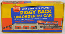 Load image into Gallery viewer, American Flyer 23830 Piggyback Unloader w/ Monon Flat+trailers CLEAN BOXED
