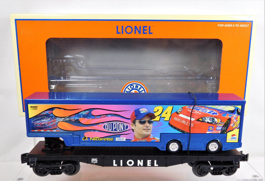 Lionel 6-26347 Jeff Gordon Dupont Flat Car w/ TRAILER O gauge Nascar Trains 3rl