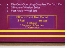 Load image into Gallery viewer, MTH MT 20-6501 Atlantic Coast Line 5Car 70&#39; PLATED Aluminum Passenger Set 18&quot; 96
