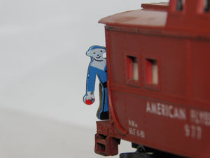 American Flyer 977 Action Caboose w/ brakeman who moves on/off S METAL man
