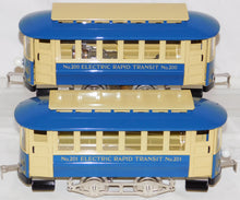 Load image into Gallery viewer, Lionel 6-13900 13901 Standard Gauge Trolley 200 &amp; Trailer 201 Tinplate Classics
