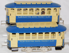Load image into Gallery viewer, Lionel 6-13900 13901 Standard Gauge Trolley 200 &amp; Trailer 201 Tinplate Classics
