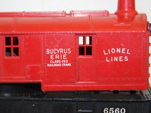 Load image into Gallery viewer, Lionel 6560 Red Bucyrus Erie Crane Operates Works 1950s Postwar work train C-6
