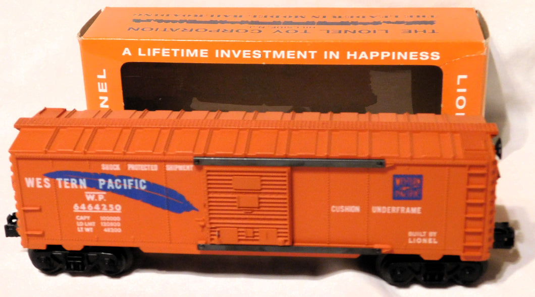 Lionel 6464-250 WP Western Pacific Boxcar Medium Orange Blue feather SUPER CLEAN