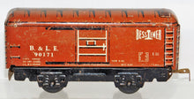 Load image into Gallery viewer, Marx 90171 B&amp;LE Bessemer boxcar Med Brown white lettr 6&quot; tinplate solid door t&amp;s
