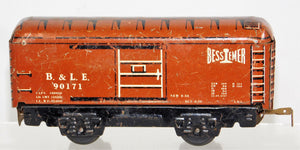 Marx 90171 B&LE Bessemer boxcar Med Brown white lettr 6" tinplate solid door t&s