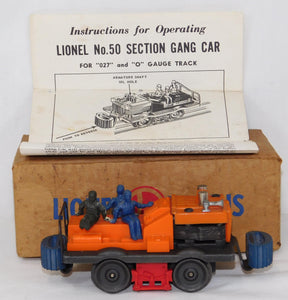 Lionel 50 Gang Car Boxed Postwar RUNS motorized unit Bumpers up reverses +instructions