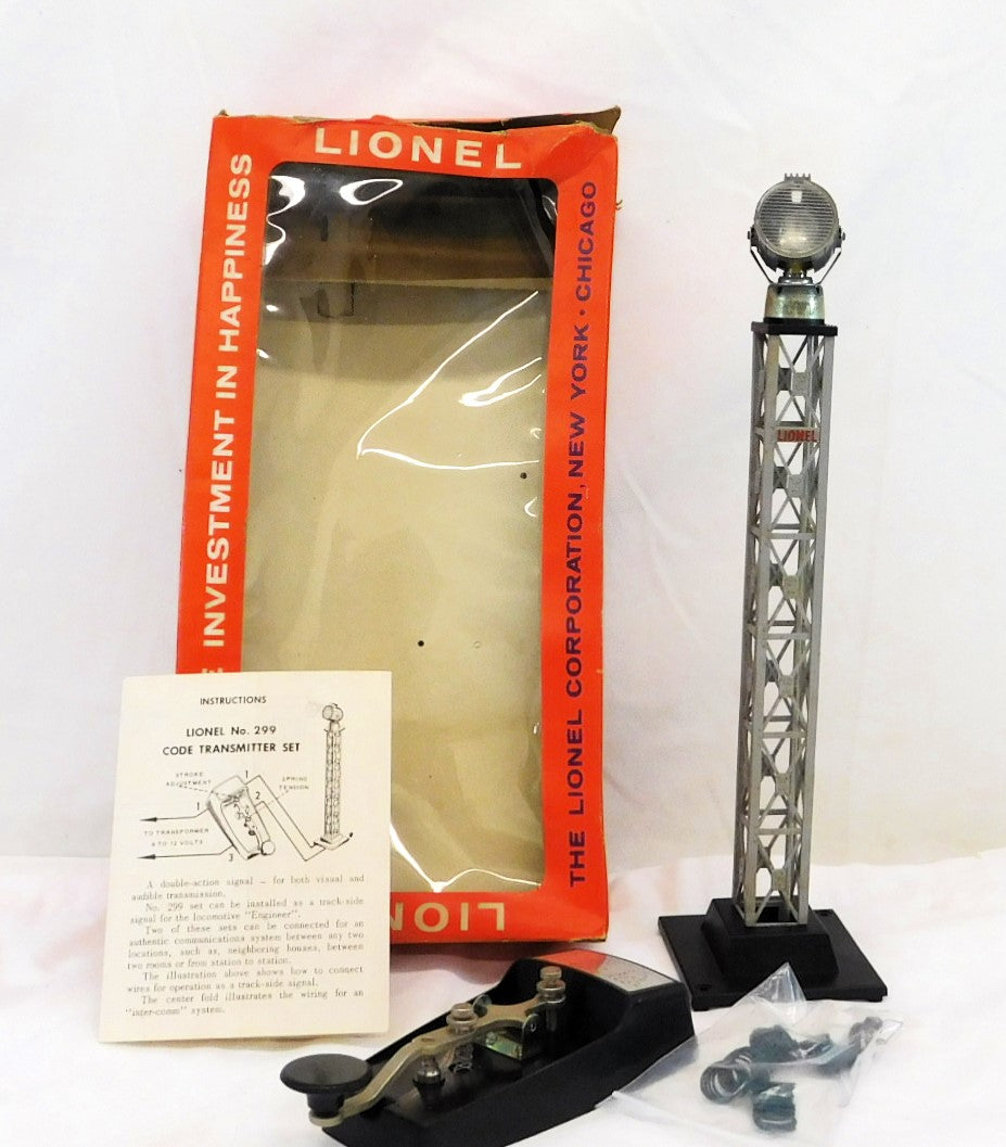 Lionel Trains 299 Code Transmitter Beacon Set Boxed w/ insert & Instruction Vintage Postwar