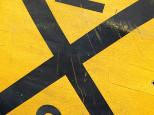 REAL Railroad Crossing 30" Yellow Metal Train Room Sign Man Cave Distressd #2