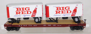 MTH 20-95511 Big Red Soda PUP Trailers on Santa Fe Flat Car Premier Car #7845 O