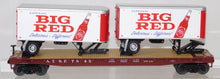 Load image into Gallery viewer, MTH 20-95511 Big Red Soda PUP Trailers on Santa Fe Flat Car Premier Car #7845 O
