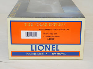 LIONEL 6-25102 POLAR EXPRESS Observation Car Train lighted passenger Car round deck
