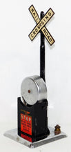 Load image into Gallery viewer, MARX 418 Crossing Sign w/ Ringing Bell Works Great Clean CHROME base Postwar 50s
