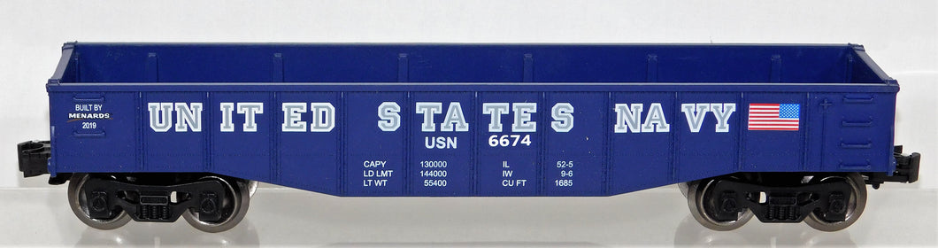 Menards 6674 US Navy Gondola Military Army train 2019 Flag O gauge outOfproductn