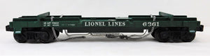 Lionel 6361 Flatcar w/ Timber Log Car Real wood Postwar trains metal chain 1961