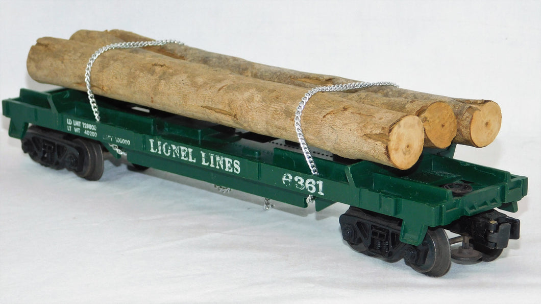 Lionel 6361 Flatcar w/ Timber Log Car Real wood Postwar trains metal chain 1961