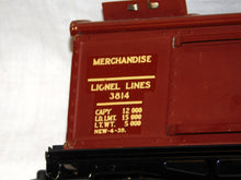 Load image into Gallery viewer, Lionel 3814 Operating Merchandise Boxcar COLOR DECAL version CLEAN Prewar O tuscan
