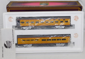 MTH MT 20- 6119 Union Pacific 2 Car 60' Painted Aluminum Sleeper Diner 1996 15"