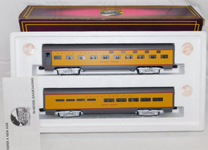 MTH MT 20- 6119 Union Pacific 2 Car 60' Painted Aluminum Sleeper Diner 1996 15"