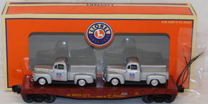 Lionel 6-17571 Union Pacific Flat Car w/ 2 Union Pacific 1953 Ford F-100 Trucks 1/48 Standard O