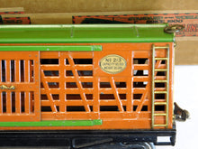 Load image into Gallery viewer, Lionel 213 BOXED Prewar Standard gauge Cattle Car Terra Cotta Green CLEAN!
