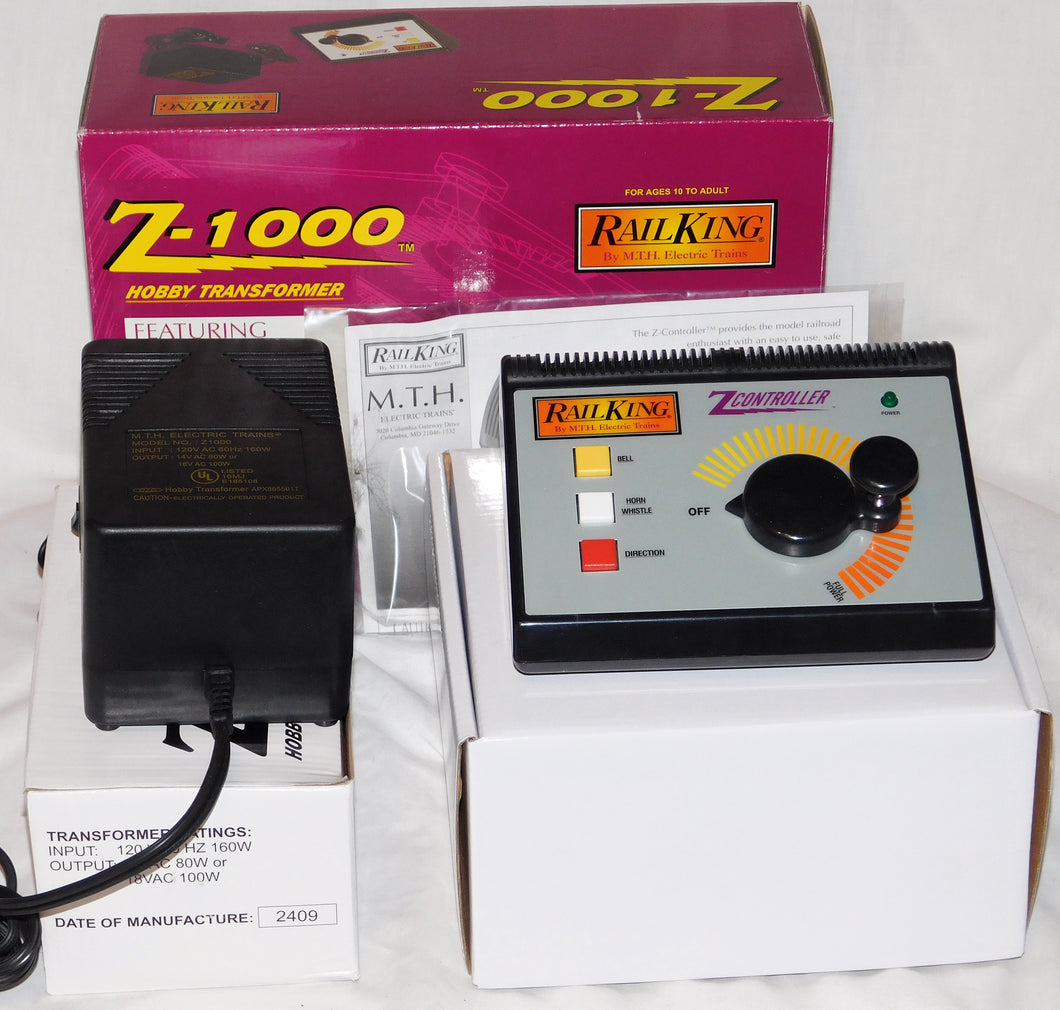 MTH Z-1000 Transformer & Power Supply boxed Rail King AC 100 watts 40-1000 C-8+++ Like New