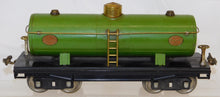 Load image into Gallery viewer, Lionel 215 Standard gauge Tank Car Pea Green Prewar Brass Plates Red Print latch
