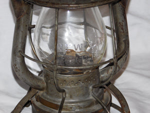 New York Central Railroad Lantern Clear Embossed Globe Dietz Vesta Dated NYC