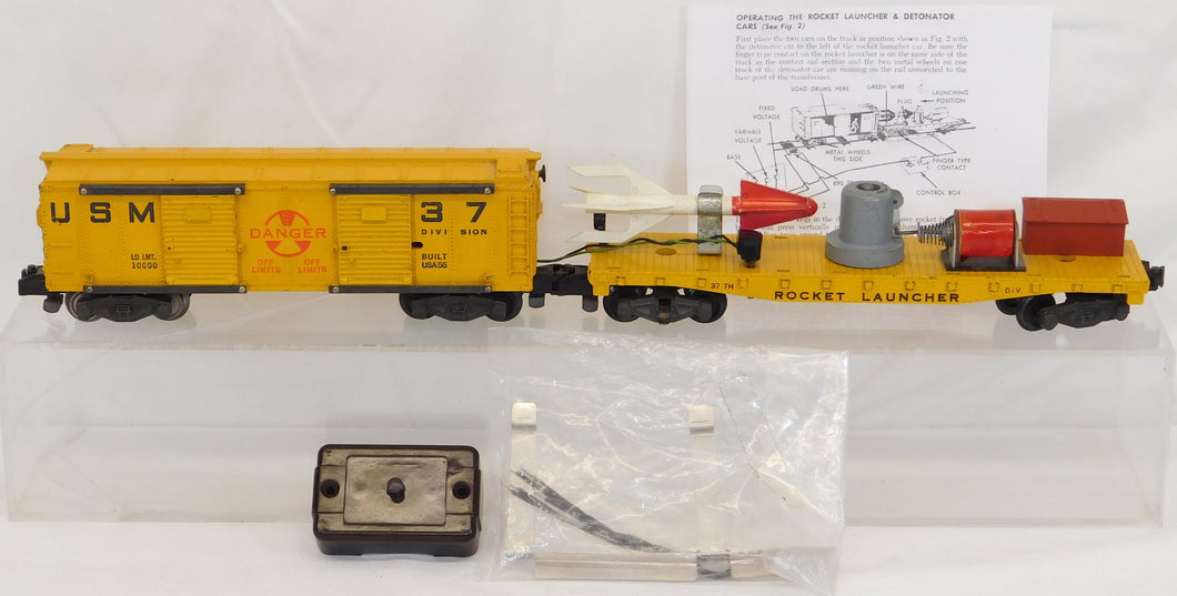 American Flyer #25056 USMC Rocket Launcher Set Div 37 w/ Boxcar & Flatcar CLEAN