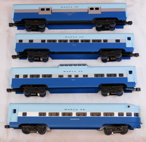 MTH 20-6018 Santa Fe Blue Goose 4-Car 60' Streamlined Passenger Set 15" Aluminum