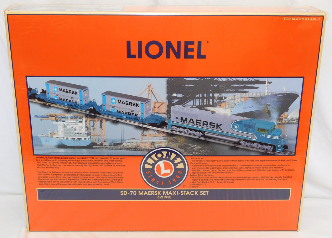 Lionel 6-21950 SD-70 MAERSK Maxi-Stack Set SEALED C-10 SCARCE Won't find newer!