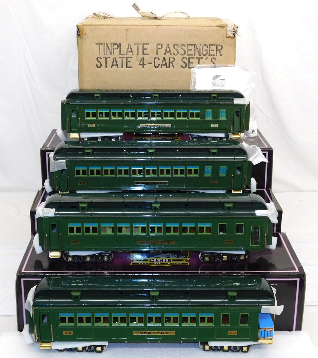MTH 10-1078 State Passenger Set 2 Tone Green Tinplate Traditions Standard Gauge C-8