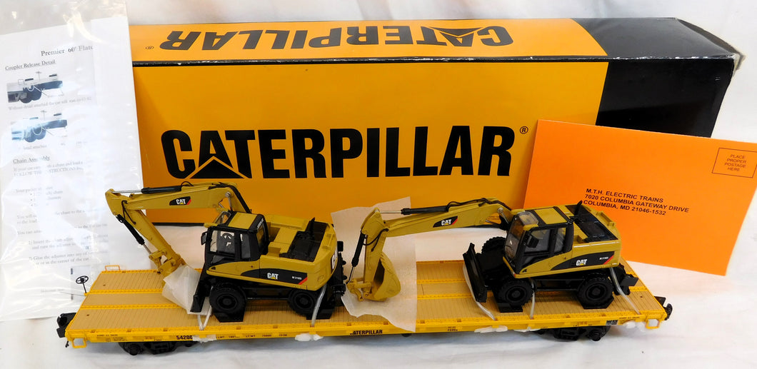 MTH 20-98682 Caterpillar Premier 60' Flat Car w/(2) CAT M316D wheel excavator loaders