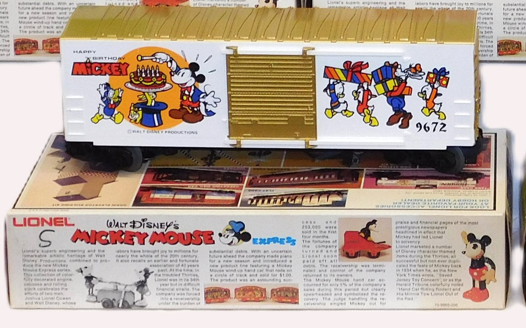 Lionel 6-9672 Mickey Mouse 50th Anniversary Happy Birthday Boxcar Disney Express