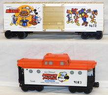 Load image into Gallery viewer, Lionel Disney Mickey Mouse Express Freight Set 14 Cars w/Birthday Car 1970s COMPLETE O

