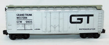 Load image into Gallery viewer, Lionel 9805 Grand Trunk Western GTW Standard O Reefer refrigerator car Silver 73
