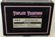 Load image into Gallery viewer, MTH 10-1081 219 Crane Car Tinplate Traditions Yellow w/ Nickel Trim Standard Gauge
