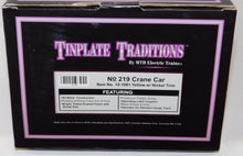Load image into Gallery viewer, MTH 10-1081 219 Crane Car Tinplate Traditions Yellow w/ Nickel Trim Standard Gauge
