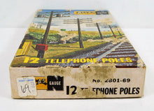 Load image into Gallery viewer, Atlas 2801-69 Telephone Poles SEALED (12) in Old Box N gauge Vintage  scenery
