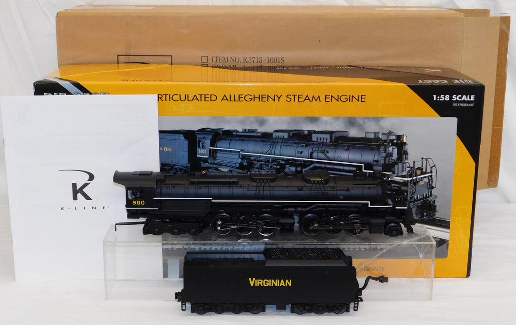 K-Line K3799-0900S Virginian Allegheny Steam Engine Railsounds TMCC 2-6-6-6 Boxed with Shipper VGN