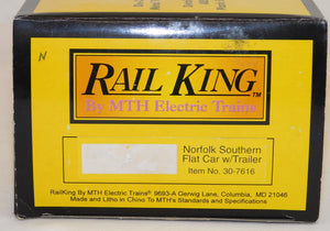 MTH 30-7616 Norfolk & Southern Flat Car w/ Trailer Triple Crown O Boxed C8 60368