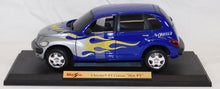 Load image into Gallery viewer, Maisto 2001 Chrysler PT Cruiser &quot;Hot PT&quot; flames 1/18 scale diecast w/stand car
